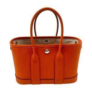 Hermès Garden Party 30 Orange Negonda Leather Palladium Hardware Bag Women's OS